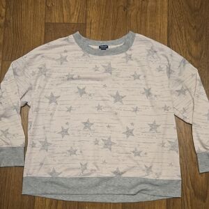 Splendid Pink And Gray Stars Long Sleeve Top Size XXL Pre-owned